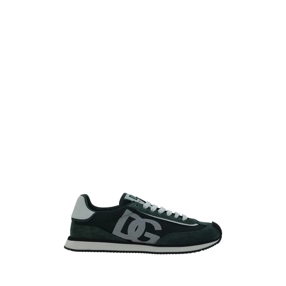 Dolce&Gabbana Men Black Sneakers Suede Leather Solid Flat Athletic Trainer Shoes