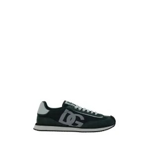 Dolce&Gabbana Men Black Sneakers Suede Leather Solid Flat Athletic Trainer Shoes