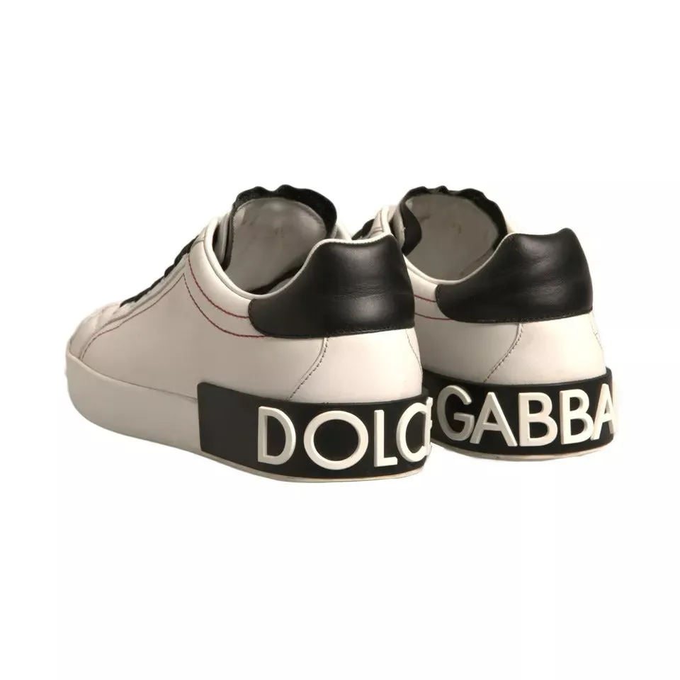 Dolce&Gabbana Portofino Men White Sneakers Leather Casual Trainer Shoes EUR 39.5