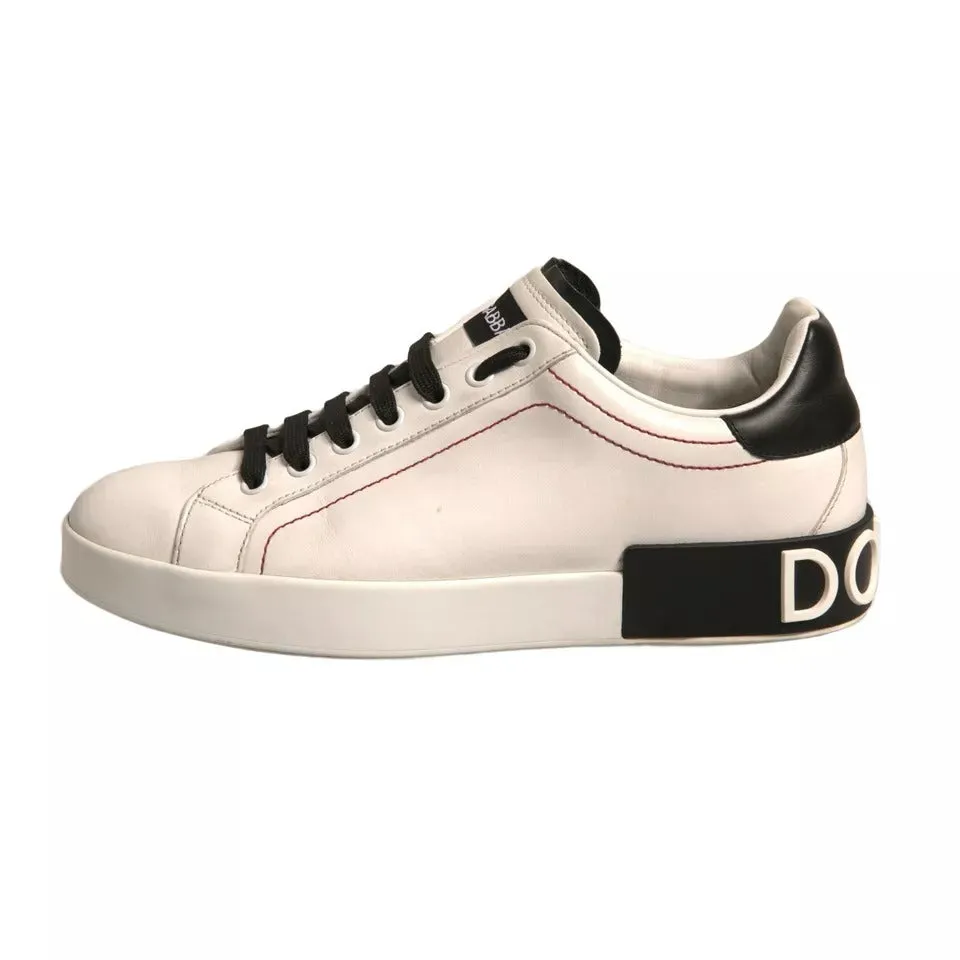 Dolce&Gabbana Portofino Men White Sneakers Leather Casual Trainer Shoes EUR 39.5
