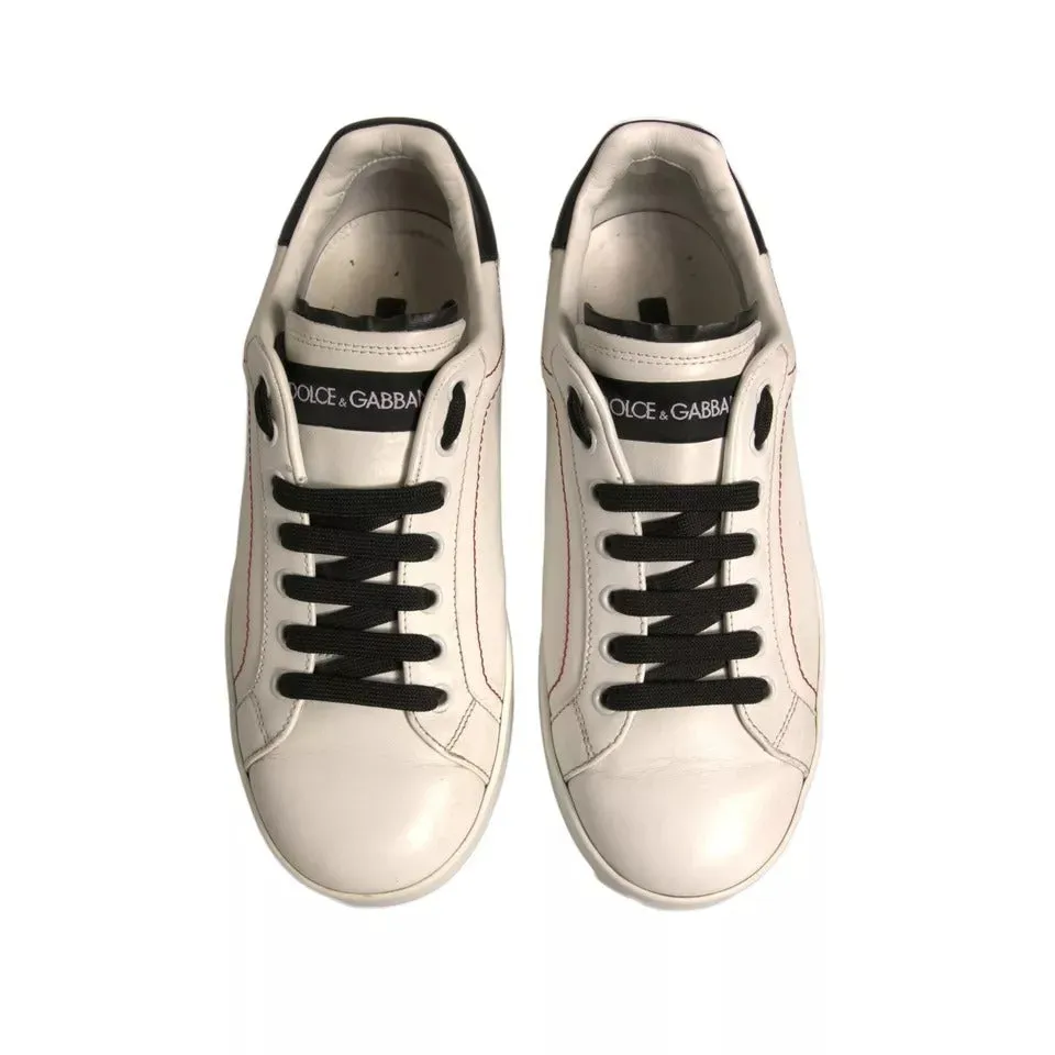 Dolce&Gabbana Portofino Men White Sneakers Leather Casual Trainer Shoes EUR 39.5