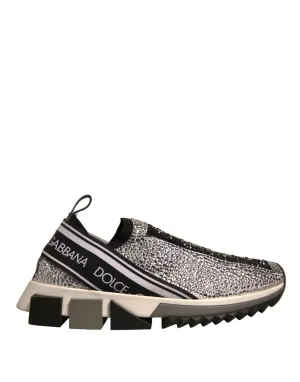 Dolce&Gabbana Sorrento Women Silver Sneakers Polyester Trainer Shoes Sz EUR 36.5
