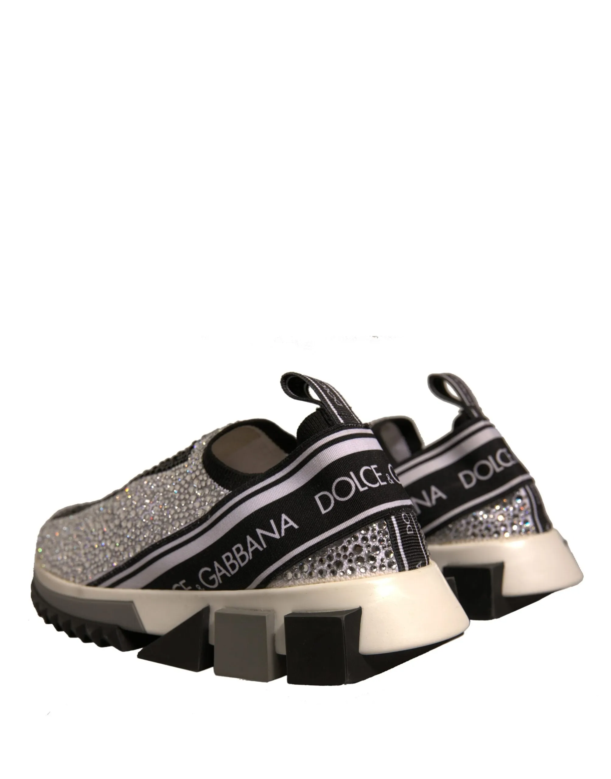 Dolce&Gabbana Sorrento Women Silver Sneakers Polyester Trainer Shoes Sz EUR 36.5