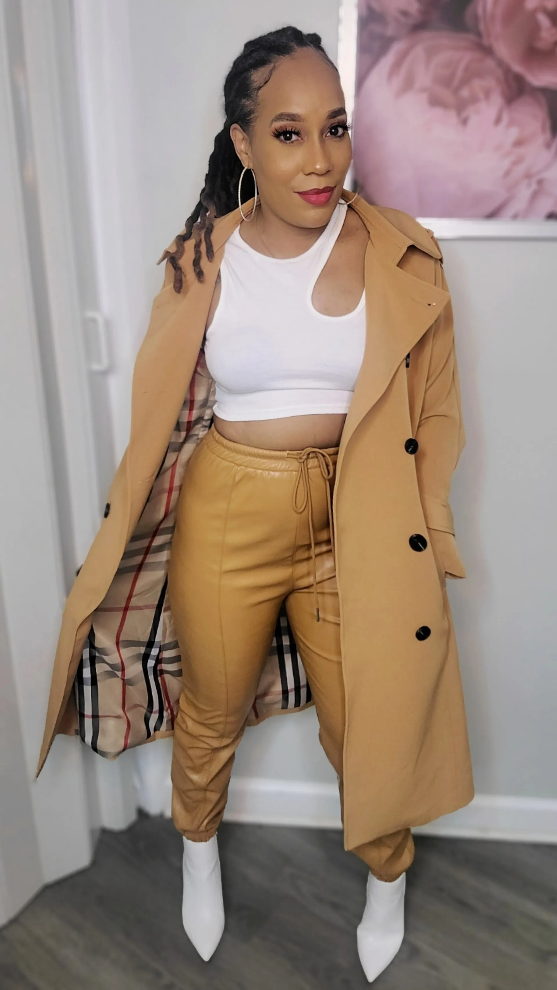 Don't Sweat it Faux Leather Joggers | Khaki