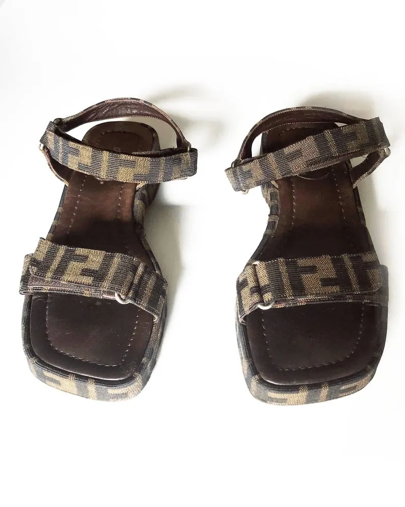 Fendi Zucca Logo Print Sandals