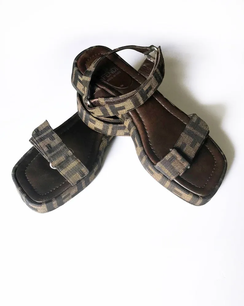 Fendi Zucca Logo Print Sandals