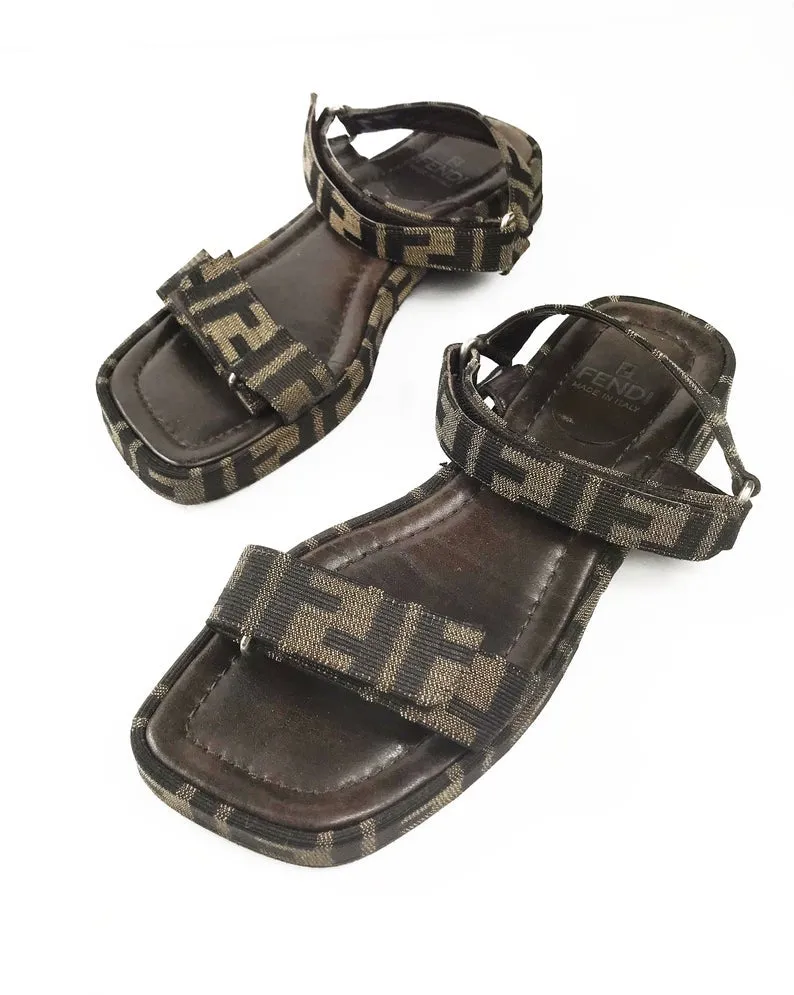 Fendi Zucca Logo Print Sandals