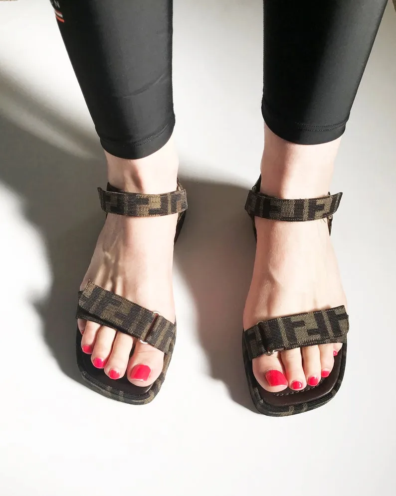 Fendi Zucca Logo Print Sandals