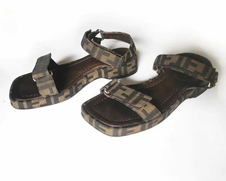 Fendi Zucca Logo Print Sandals