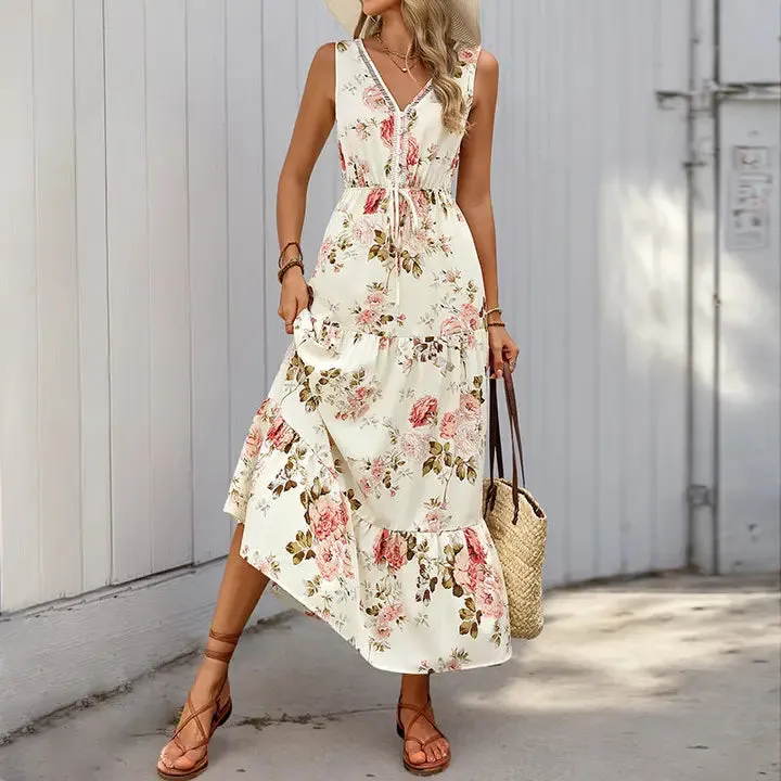Floral Button Front Maxi Dress