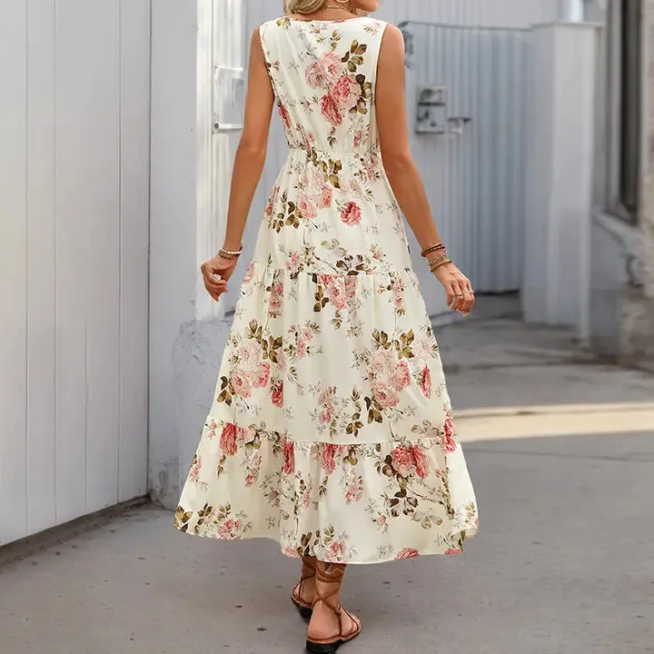 Floral Button Front Maxi Dress