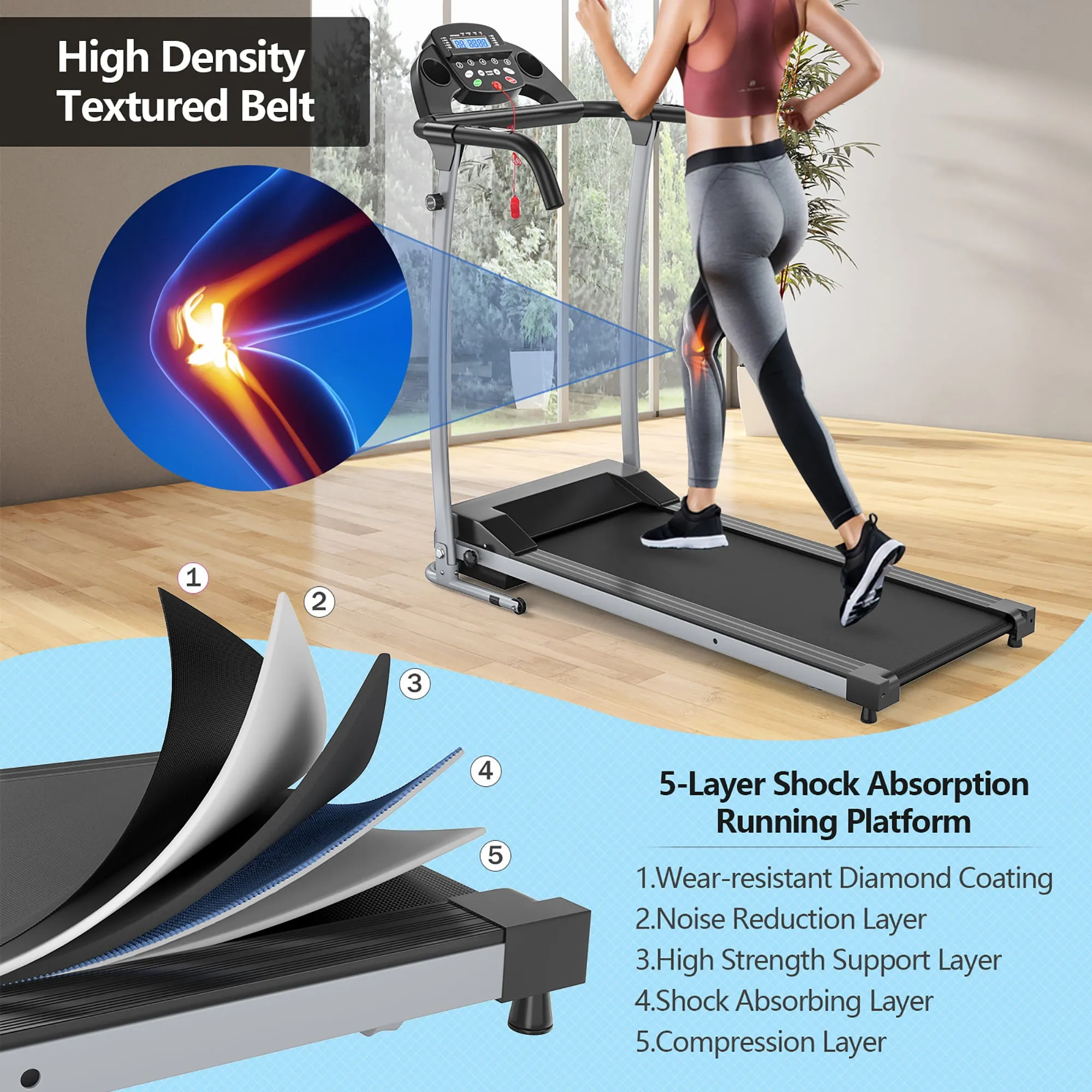 Folding Treadmill Electric /Support Motorized Power Running Fitness Machine