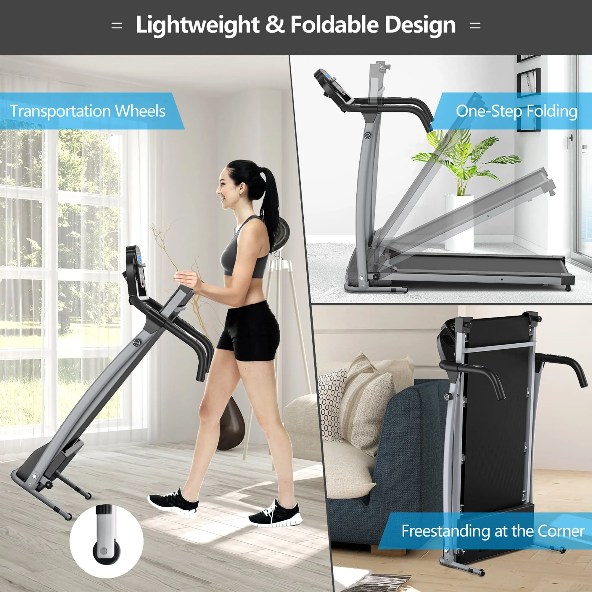Folding Treadmill Electric /Support Motorized Power Running Fitness Machine