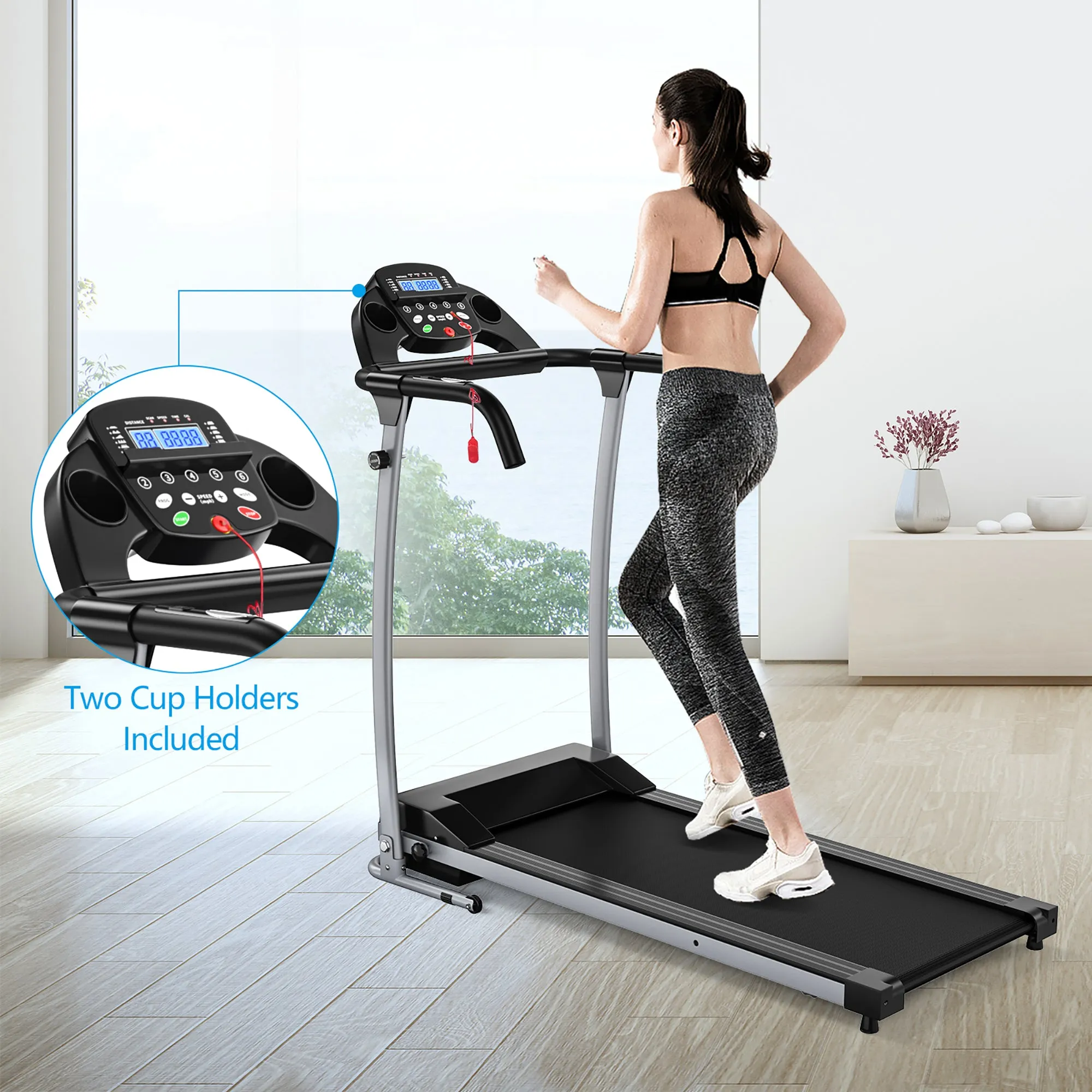 Folding Treadmill Electric /Support Motorized Power Running Fitness Machine