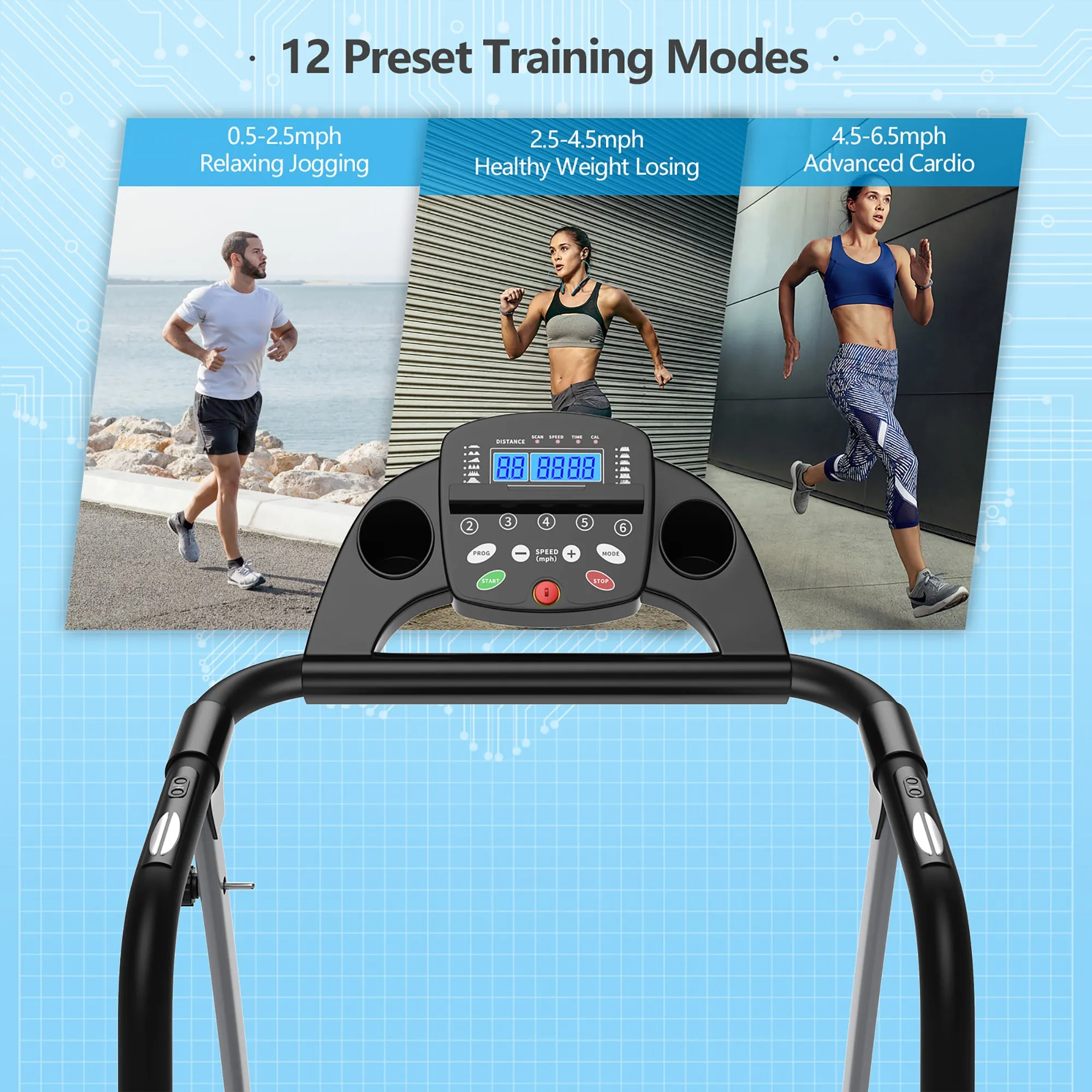Folding Treadmill Electric /Support Motorized Power Running Fitness Machine
