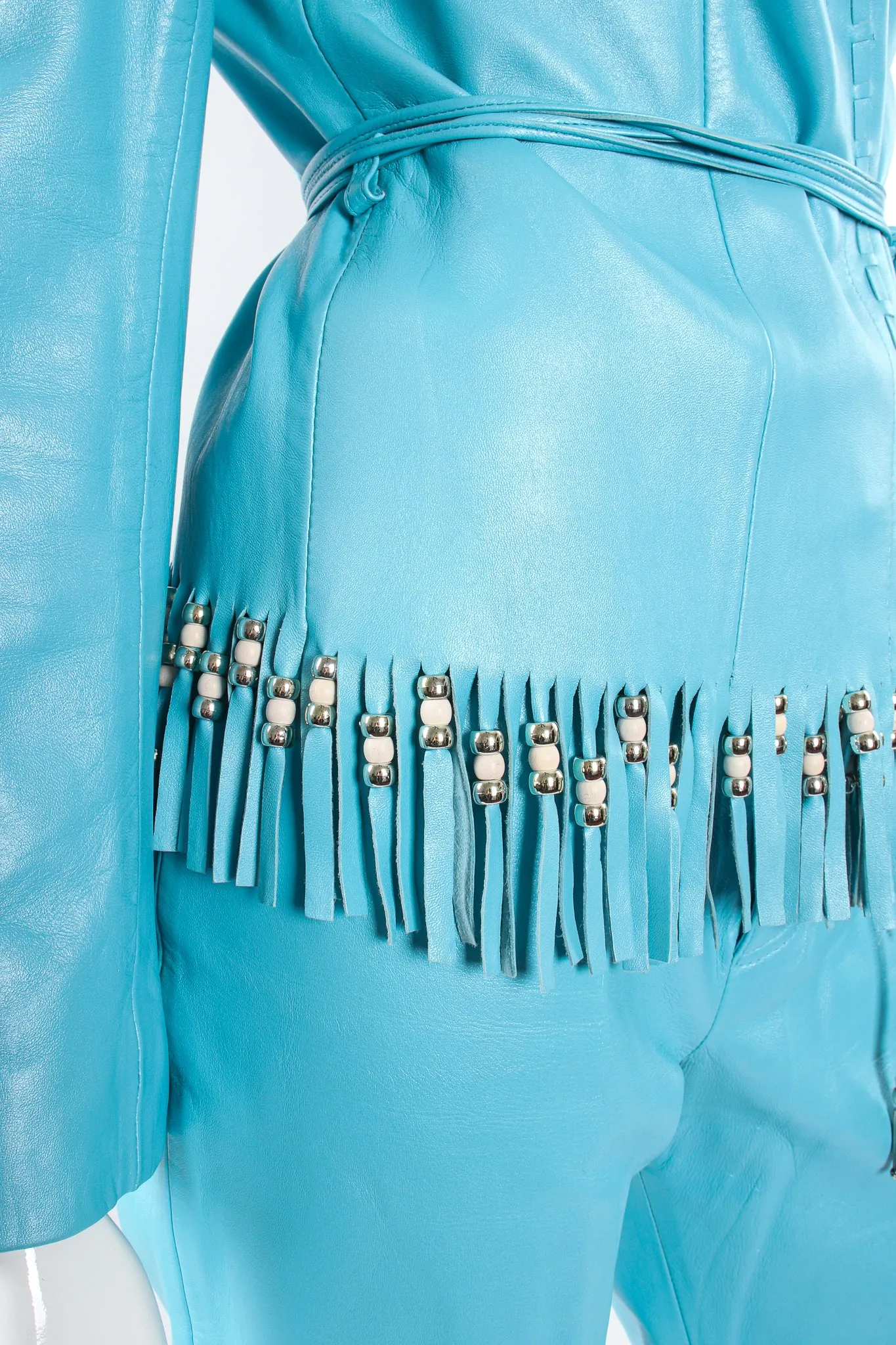 Fringed Leather Jacket & Pant Set