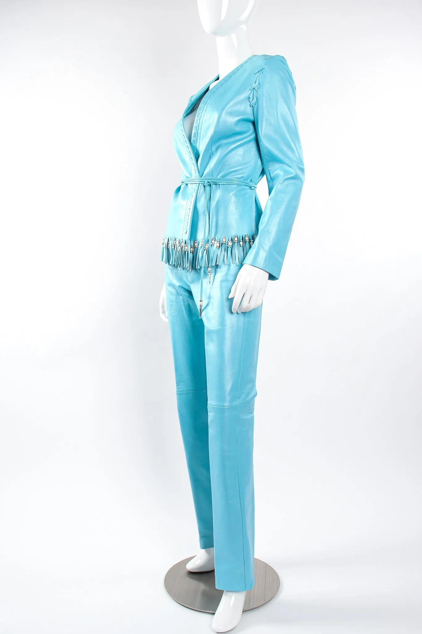Fringed Leather Jacket & Pant Set