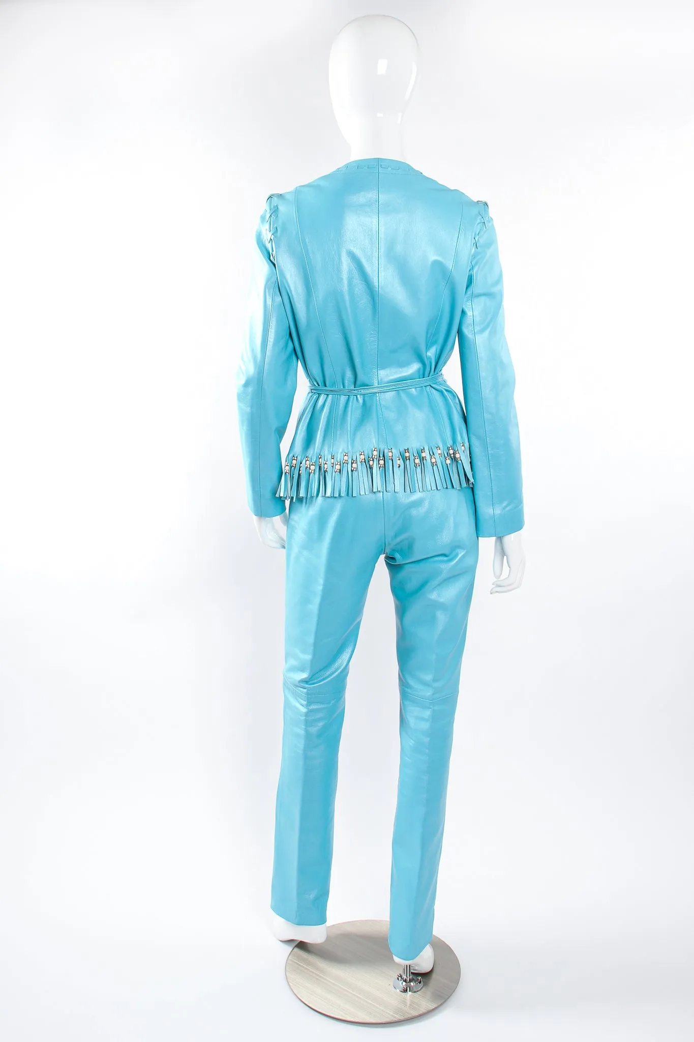 Fringed Leather Jacket & Pant Set