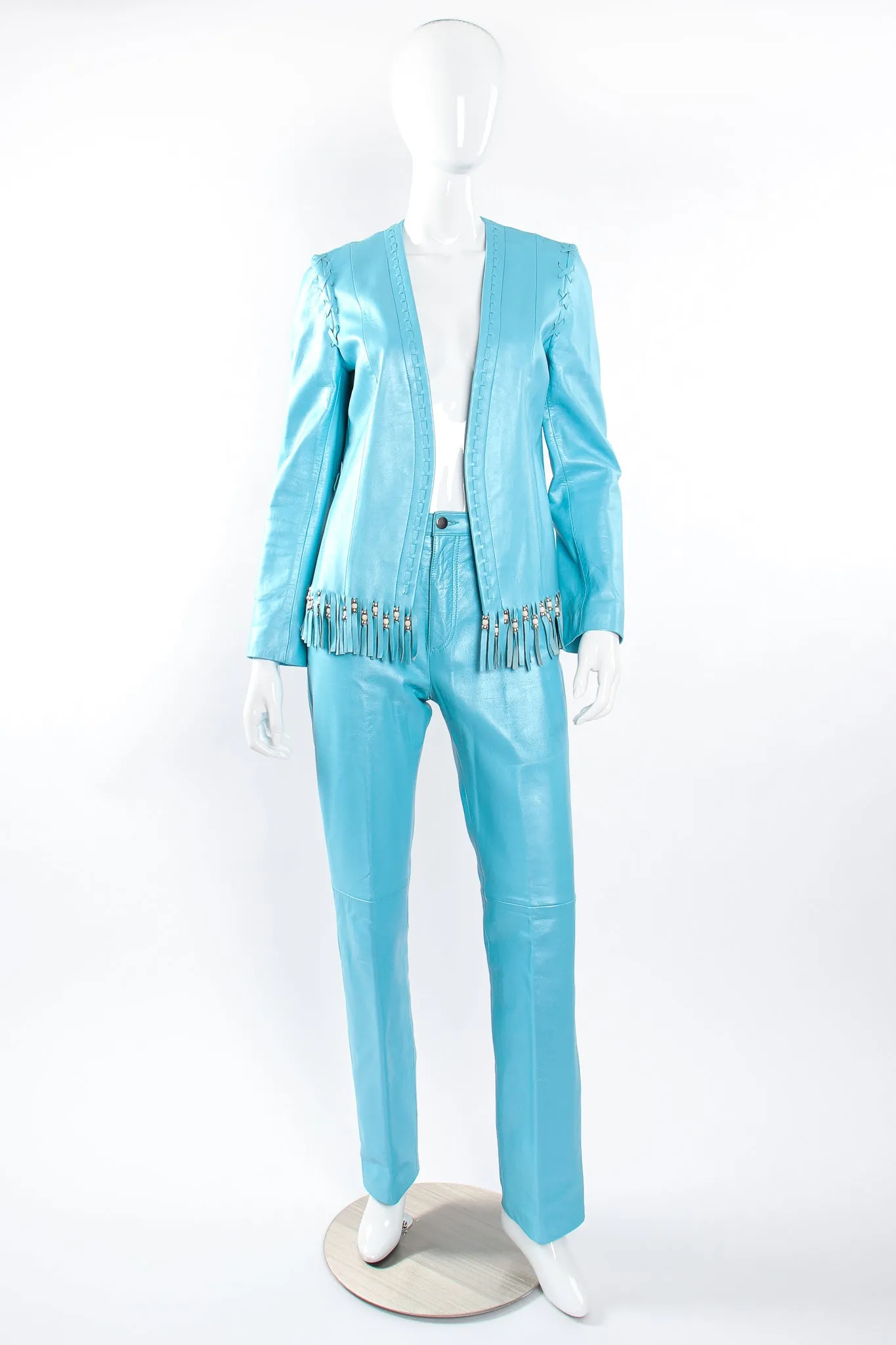 Fringed Leather Jacket & Pant Set