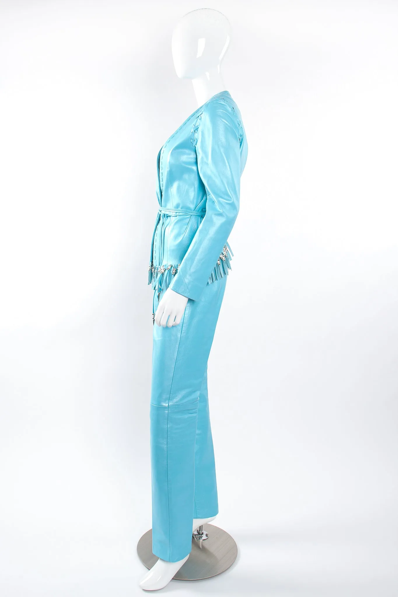 Fringed Leather Jacket & Pant Set
