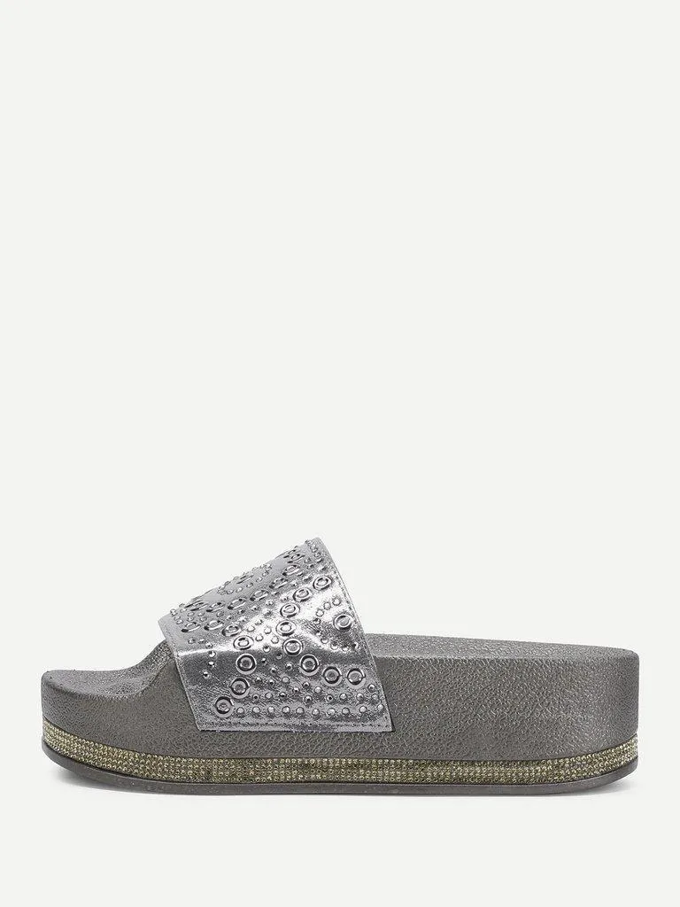 Geometric Pattern Flatform Sandals
