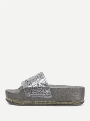 Geometric Pattern Flatform Sandals