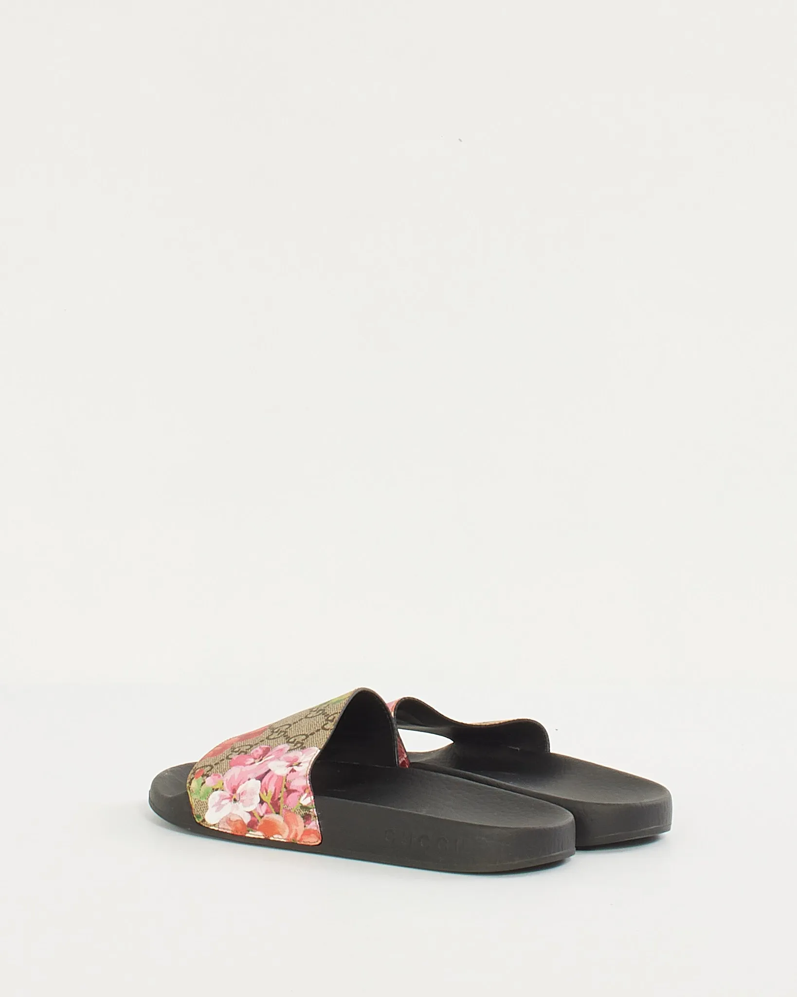 Gucci Beige/Pink Canvas GG Blooms Supreme Slide Sandals -37