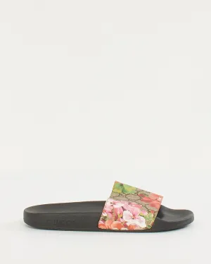 Gucci Beige/Pink Canvas GG Blooms Supreme Slide Sandals -37