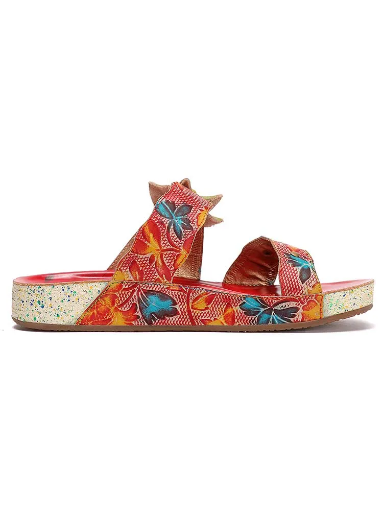 Hadleigh Genuine Leather Flower Slippers