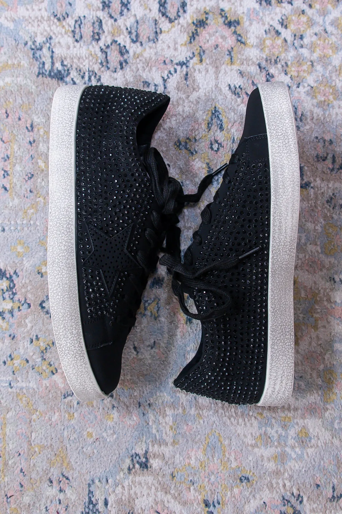 Heading For Success Black Bling/Star Sneakers - SHO2617BK
