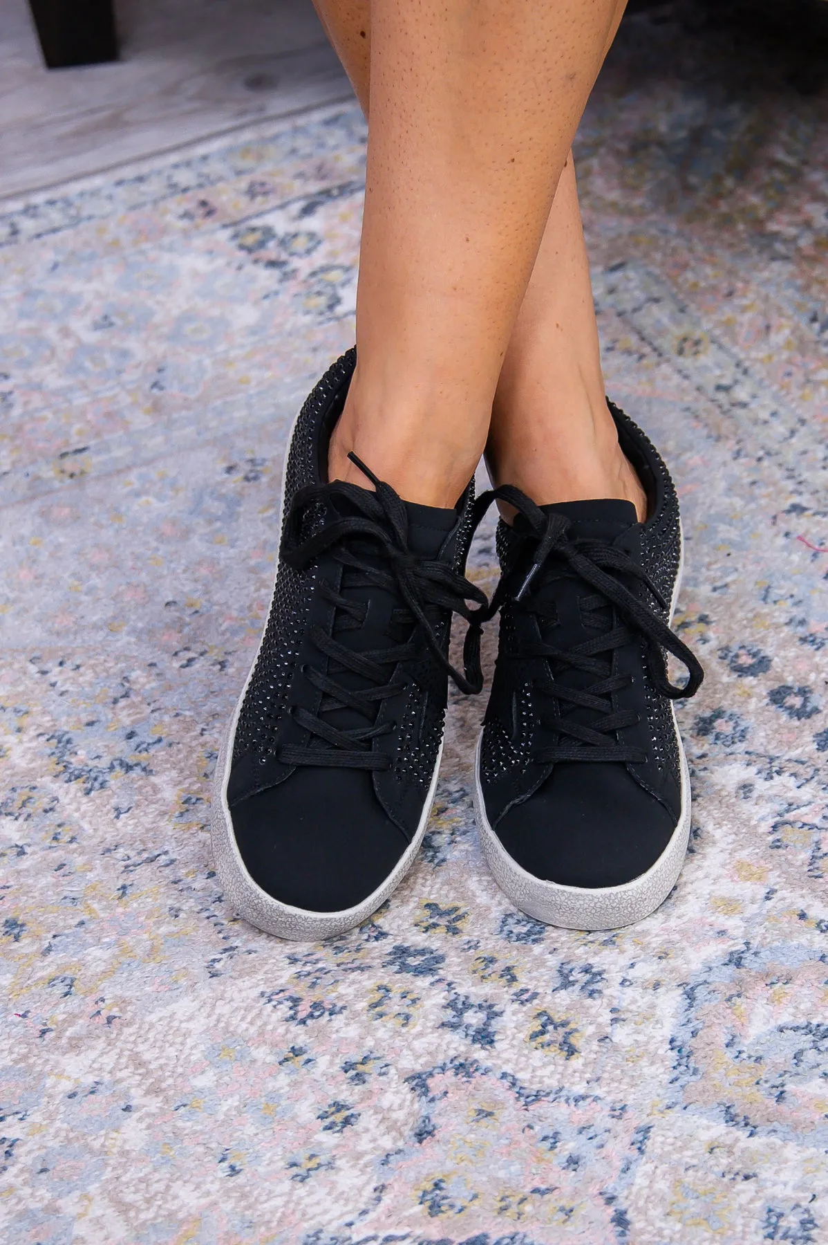 Heading For Success Black Bling/Star Sneakers - SHO2617BK