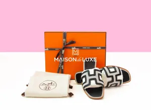 Hermes Women's Canvas Prunoir / Noir Oran Sandal 38