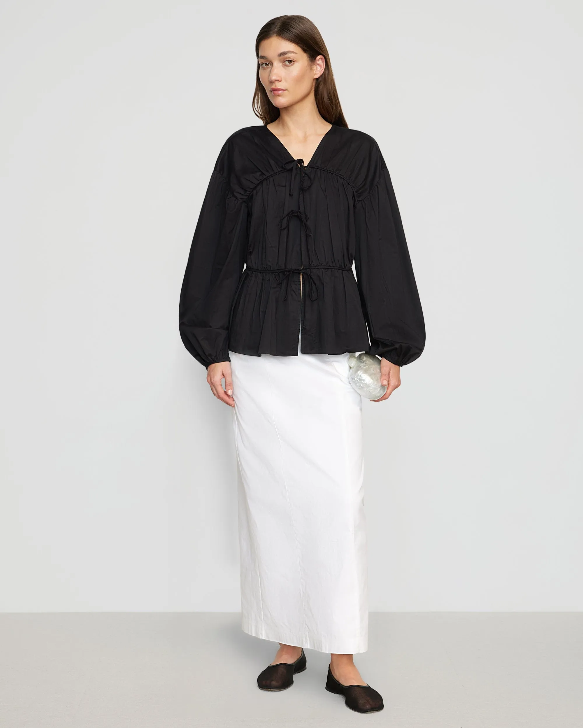 Hira Tie-Front Cotton Blouse