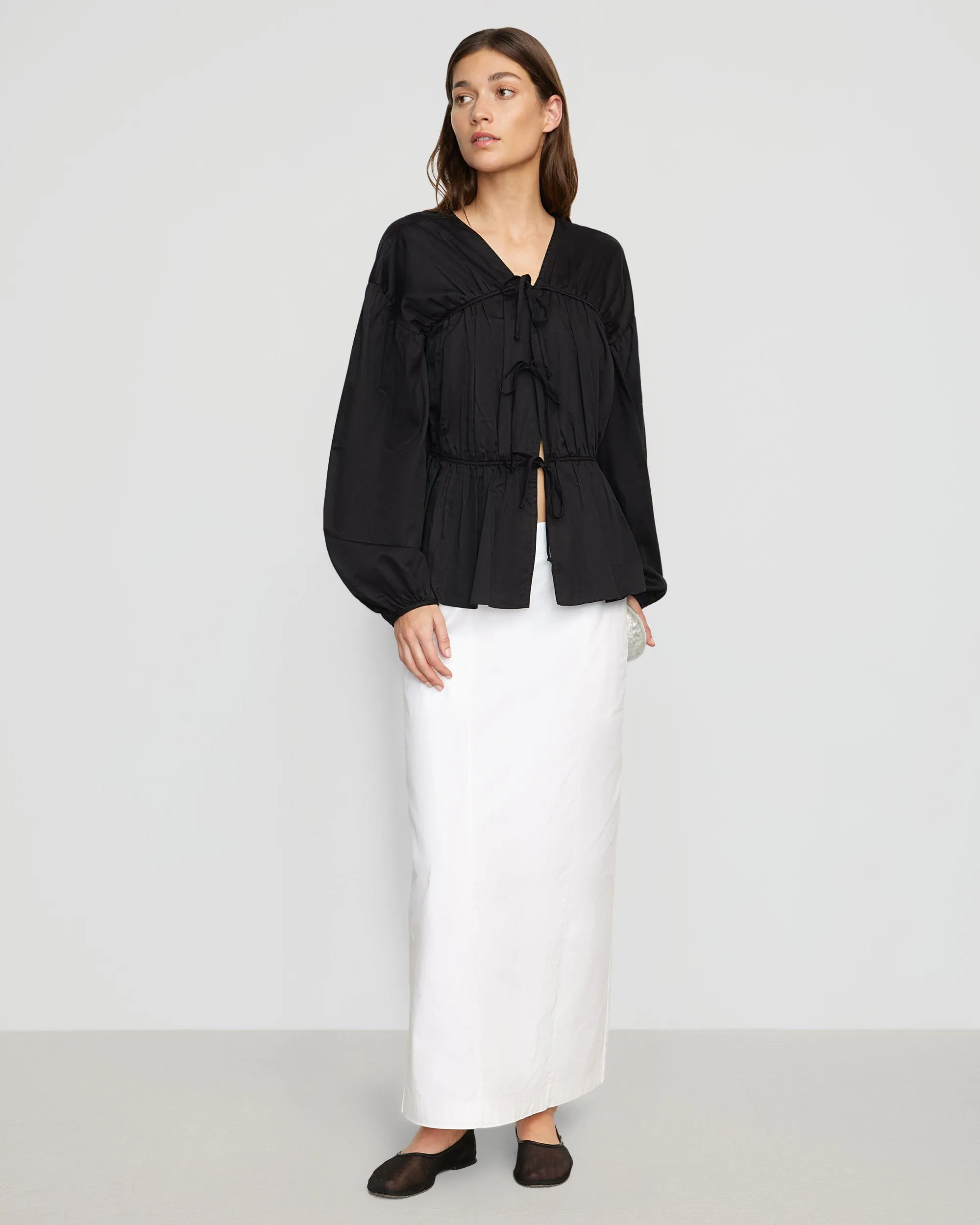 Hira Tie-Front Cotton Blouse