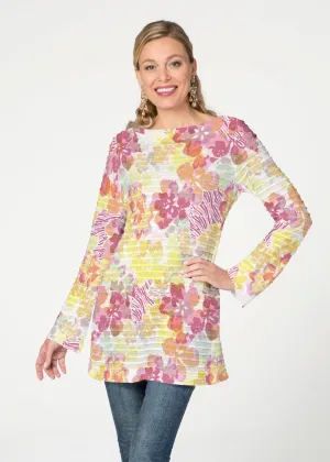 Hollyhocks (8070) ~ Banded Boatneck Tunic