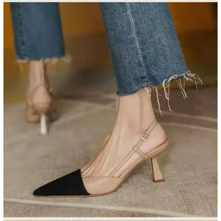 INSTOCK - New Women's Shoes Versatile Nude French Pointed Toe