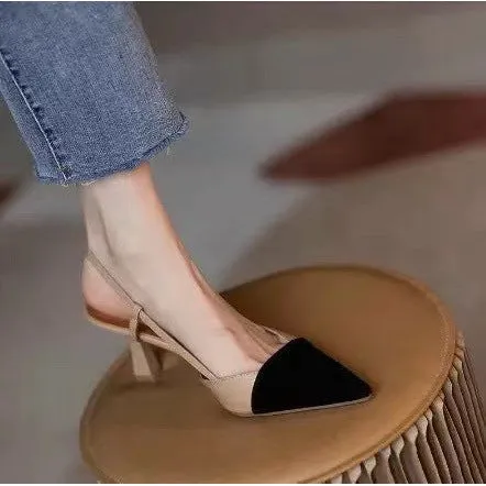 INSTOCK - New Women's Shoes Versatile Nude French Pointed Toe