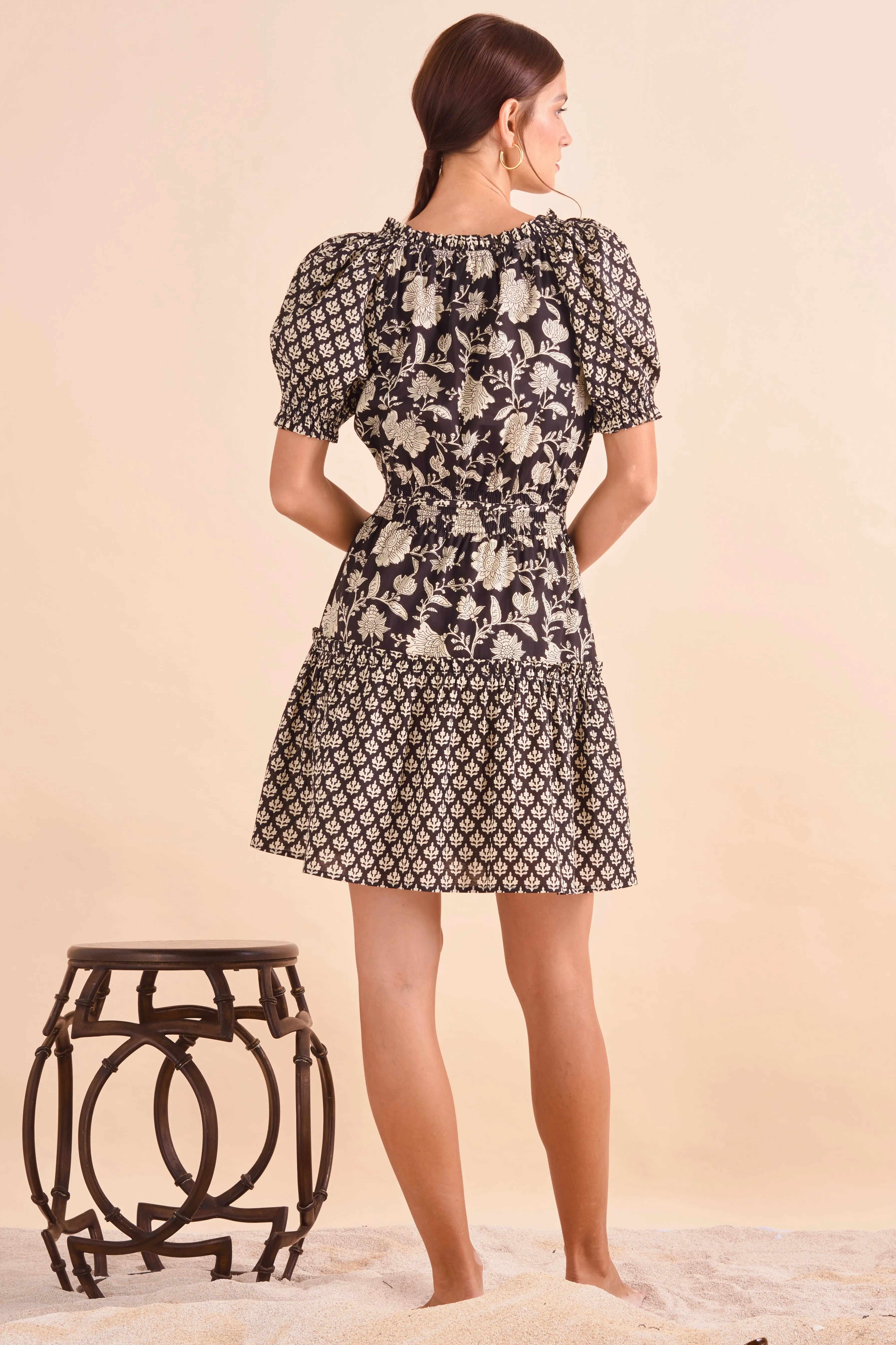 Jasmine Dress, Blk Floral