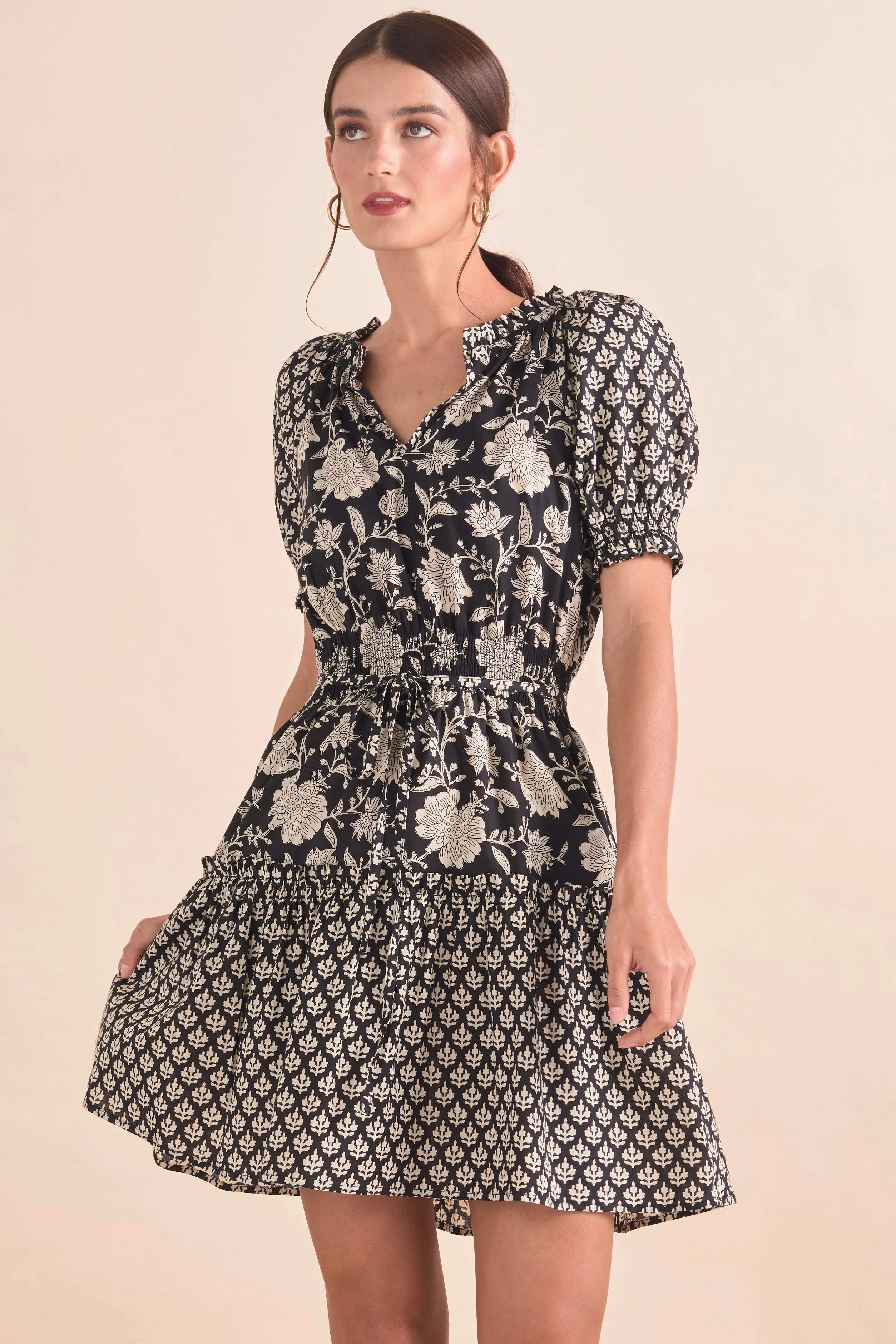 Jasmine Dress, Blk Floral