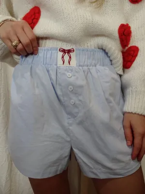 Jaycie Bow Shorts Blue