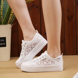 Lace mesh single shoes