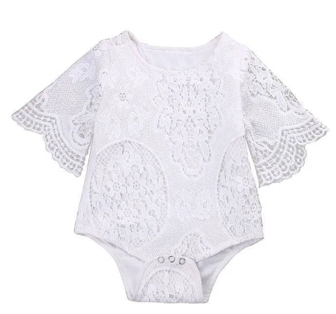 Lace Ruffle Sleeve Romper