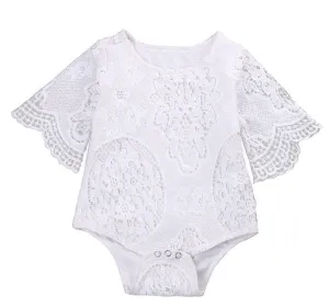 Lace Ruffle Sleeve Romper