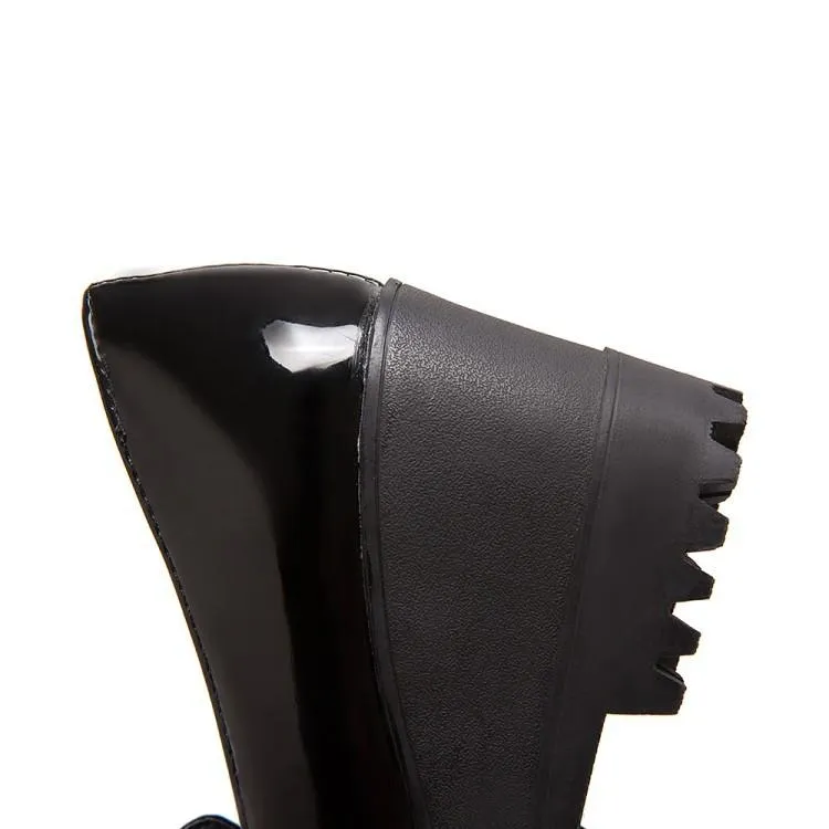 Lady Tassel Patent Leather High-heeled Woman Platform Wedges Shoe