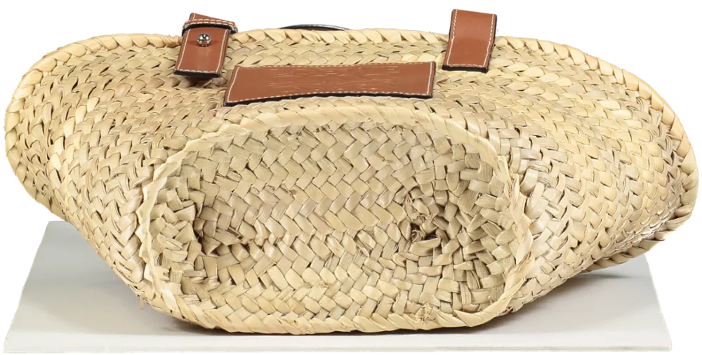 Loewe Beige Puzzle Woven Straw Basket Bag (small)
