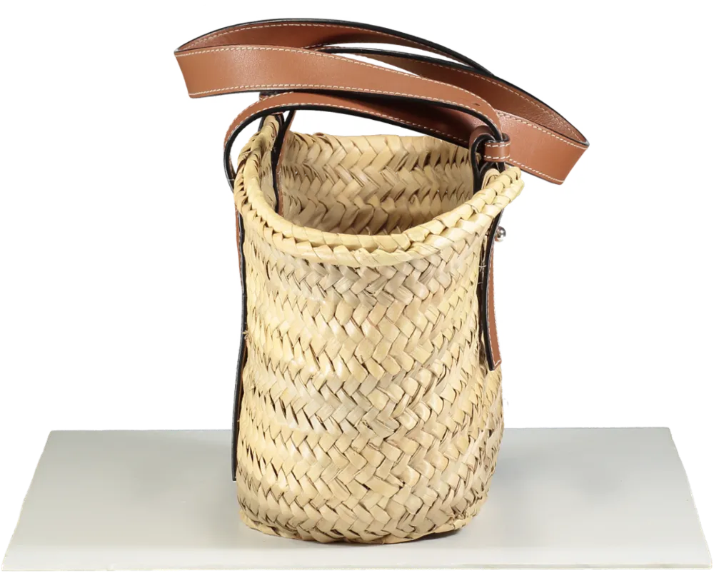 Loewe Beige Puzzle Woven Straw Basket Bag (small)