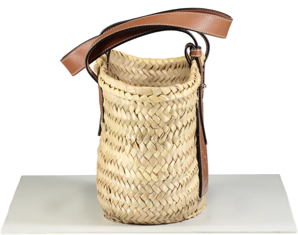 Loewe Beige Puzzle Woven Straw Basket Bag (small)