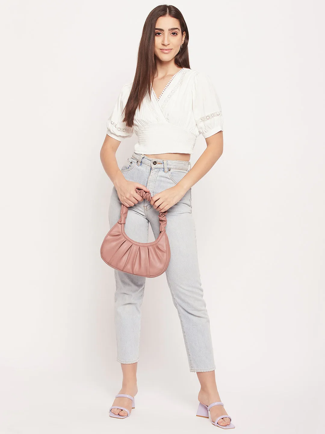 Madame Self Design Lace Crop Top
