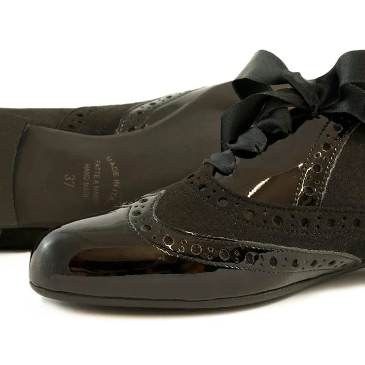 Mademoiselle Women's Vegan Leather Brogues | Black