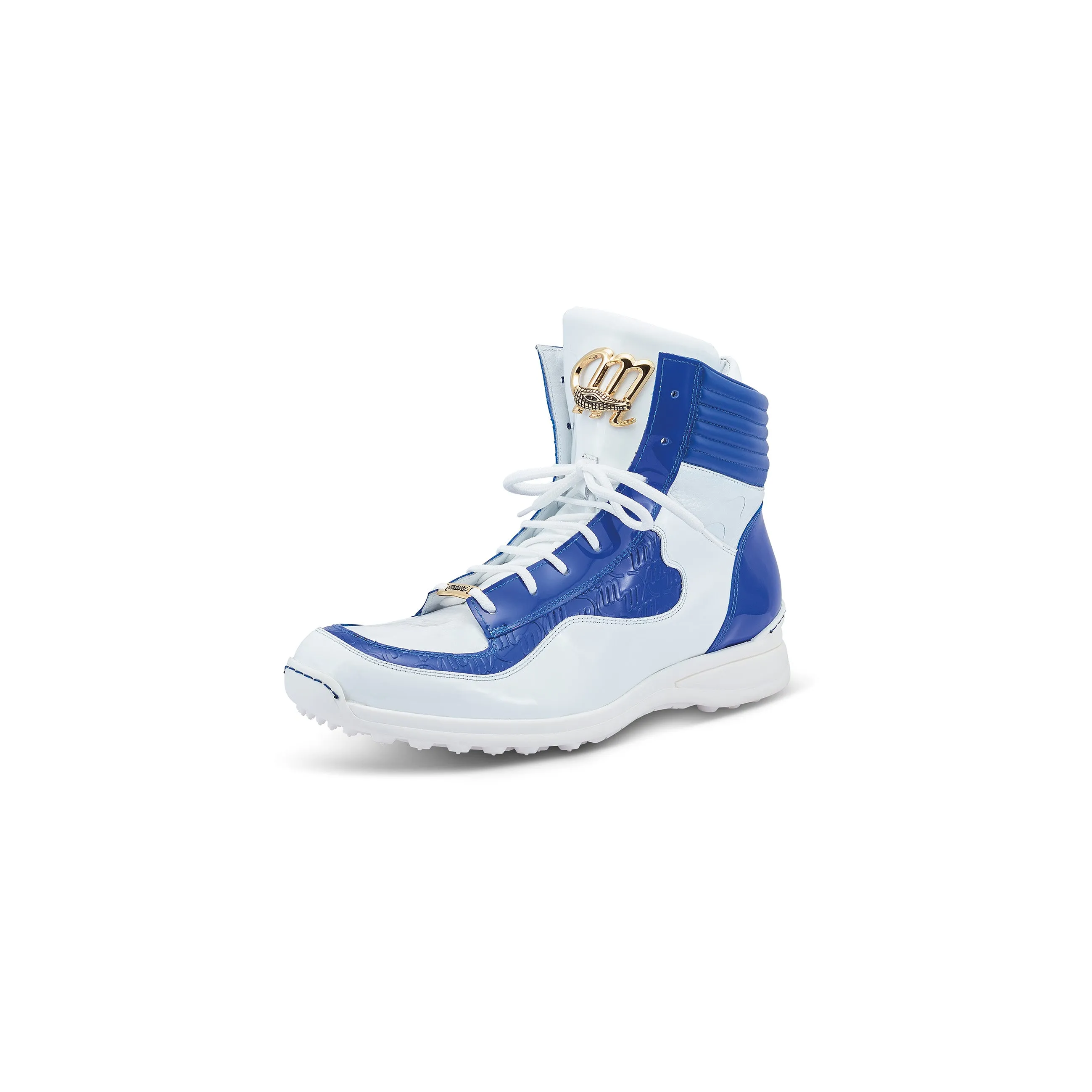 Mauri patent leather and baby crocodile sneaker